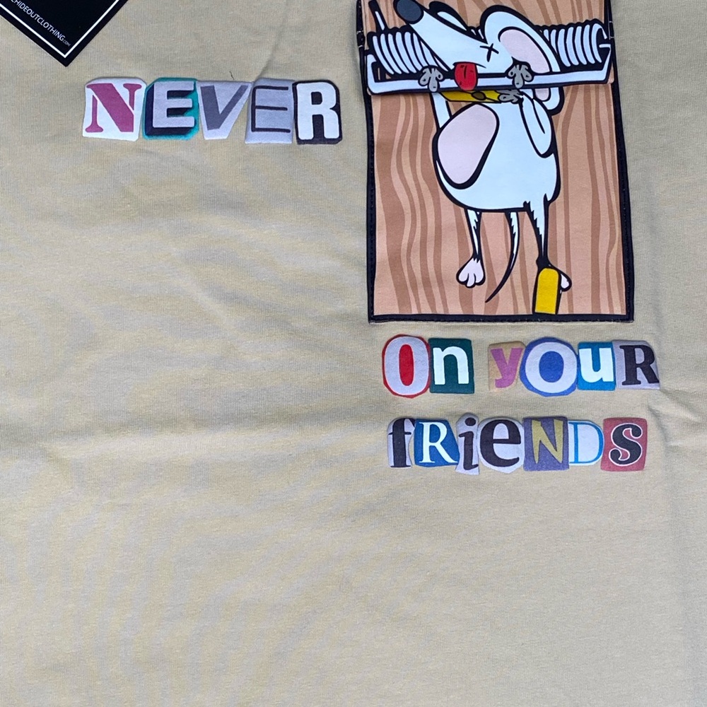 Hideout Clothing Co. “Never Rat On Your Friends “Tan Sz. S Limited Edition NWT
